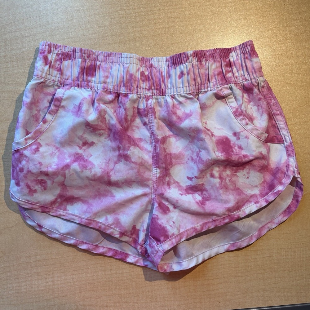 Kanu Surf Girls Pink Tie Dye Athletic Shorts Size 7 (Small) Pull On Pockets